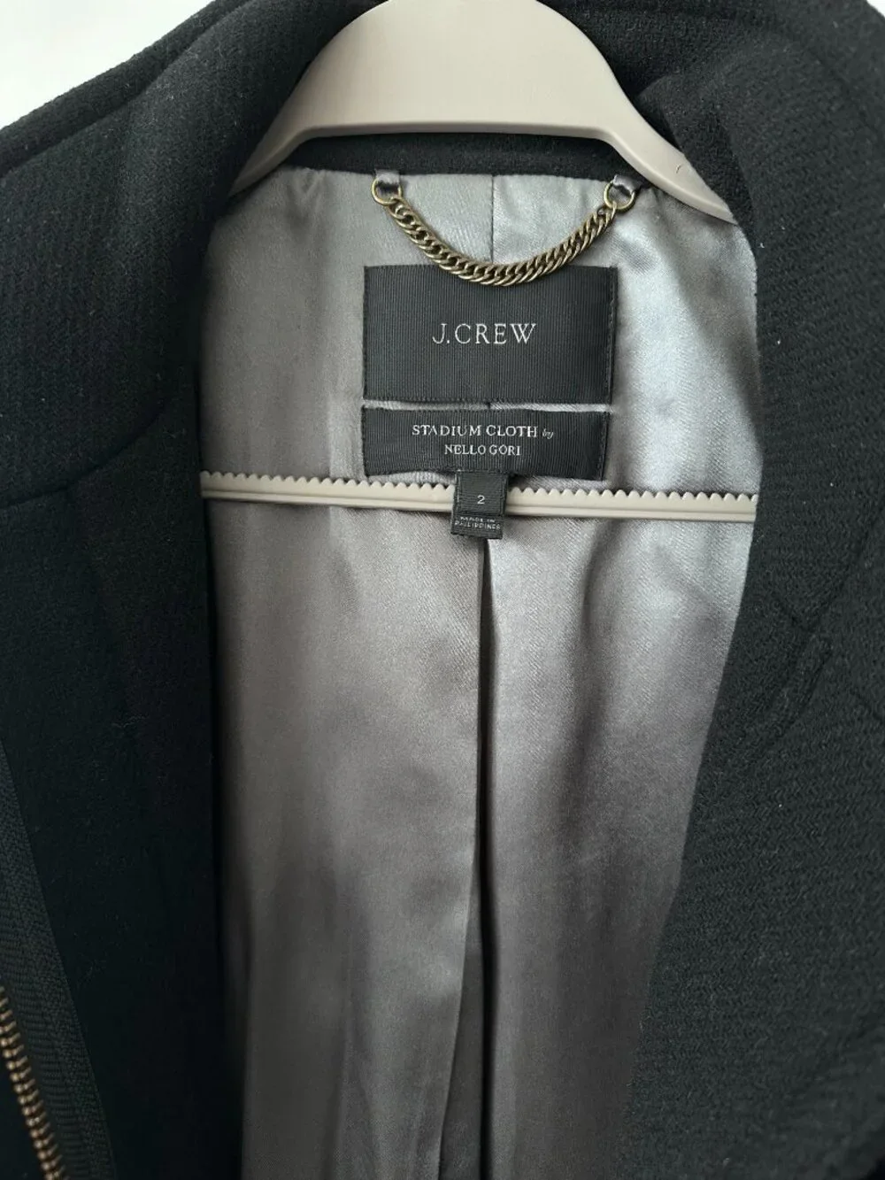 J Crew Stadium Cloth by Nello Gory Black Cocoon Coat in Size 2 - Picture 5 of 11